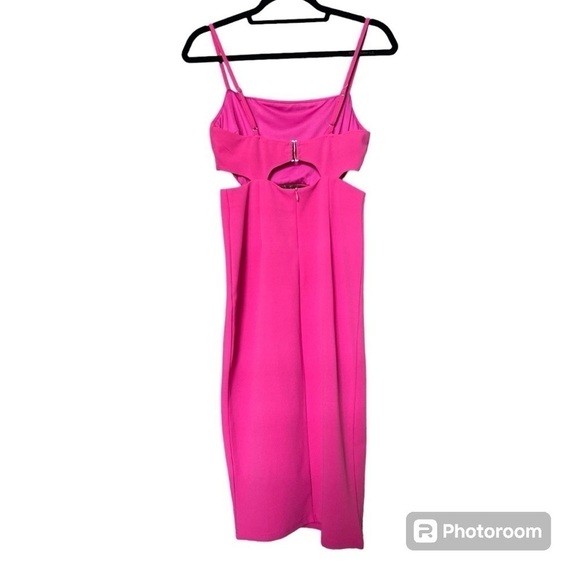 Just Quella hot pink cutout side slit midi dress size XS - Picture 3 of 6